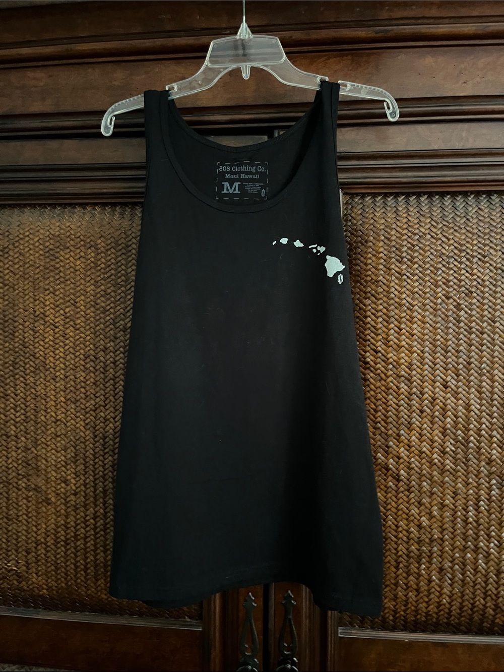 Black Tank Top with White Island Graphic